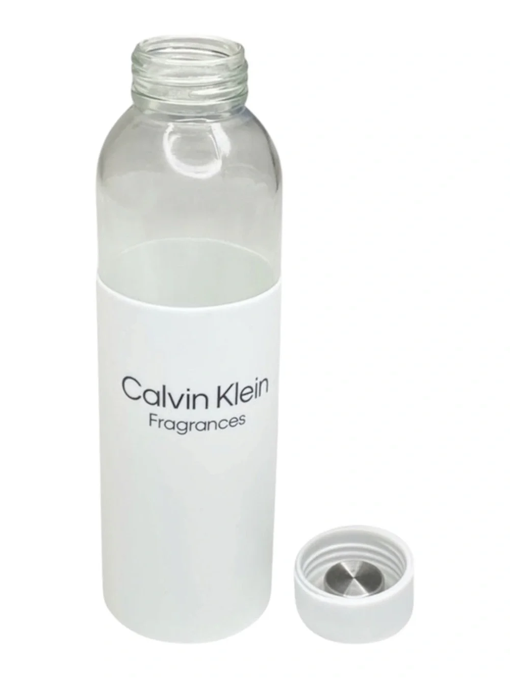 new Calvin Klein ⍟ Logo Reusable Water Bottle ⍟ Soft Sleeve Metal Stopper ⍟ CK ⍟